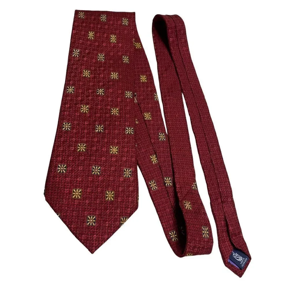 Nautica Tie Men's Necktie Silk Maroon Squares Classic Office